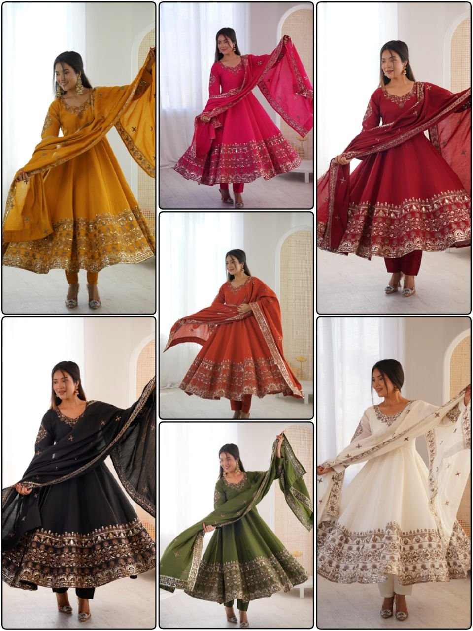 AK-5016 — "Elegant Embroidered Sequence Designer Anarkali Three Piece Set"