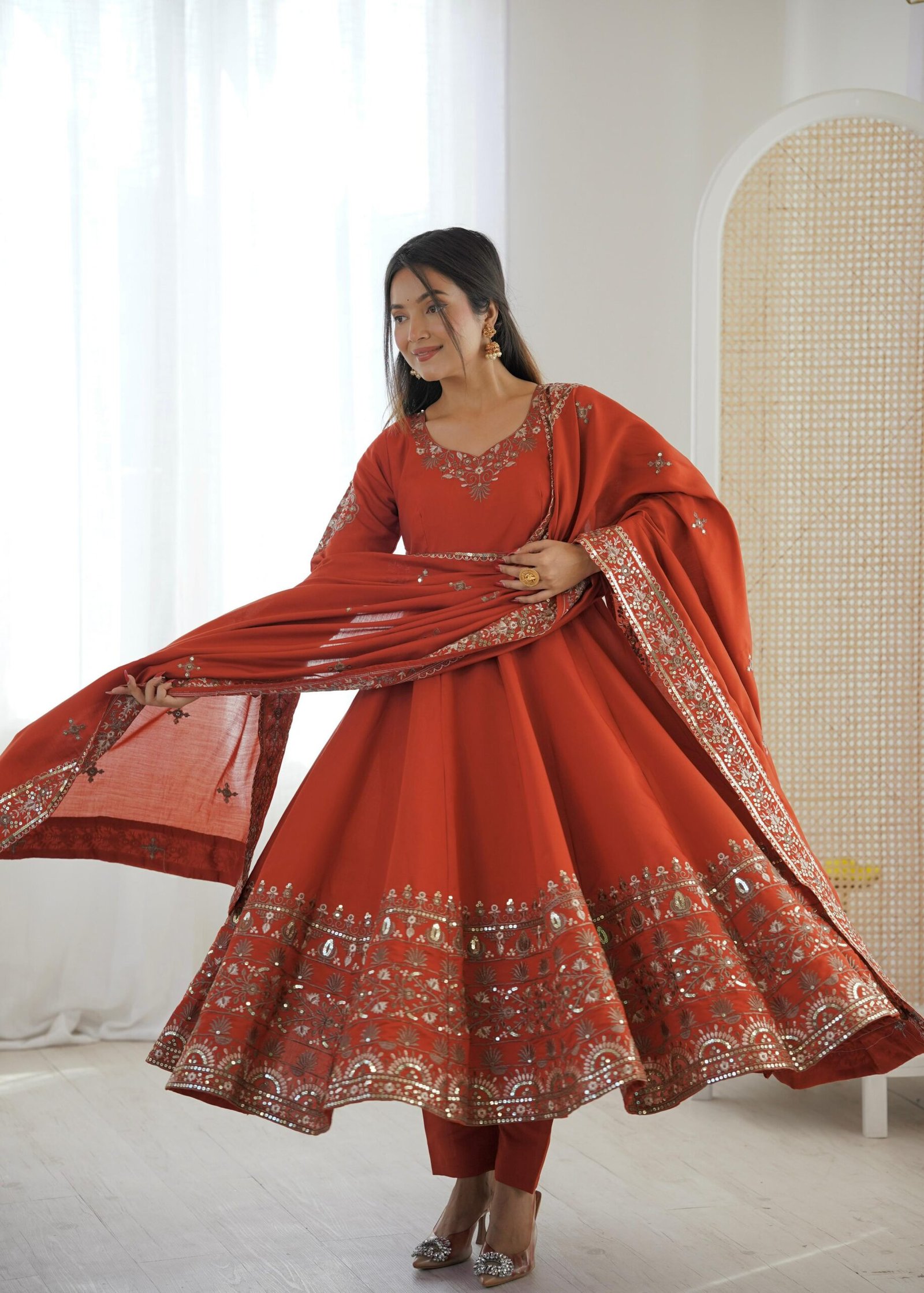 AK-5016 — "Elegant Embroidered Sequence Designer Anarkali Three Piece Set" - Image 8