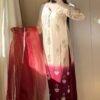DESIRABLE FANCY  PURE HEAVY CHINNON SILK REAL BIDS AND MOTI HAND WORK TOP AND PLAZO WITH DUPATTA