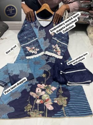 Alternative view of Top :- pure jaam cotton with beautiful full neck / daman lace/ border