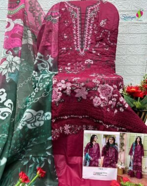 Alternative view of Top:- COTTON WITH NEW CHIKANKARI EMBROIDERED