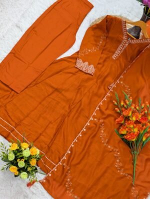 Alternative view of PURE VICHITRA SILK WITH SEQUENCE COADING EMBROIDERY WORK