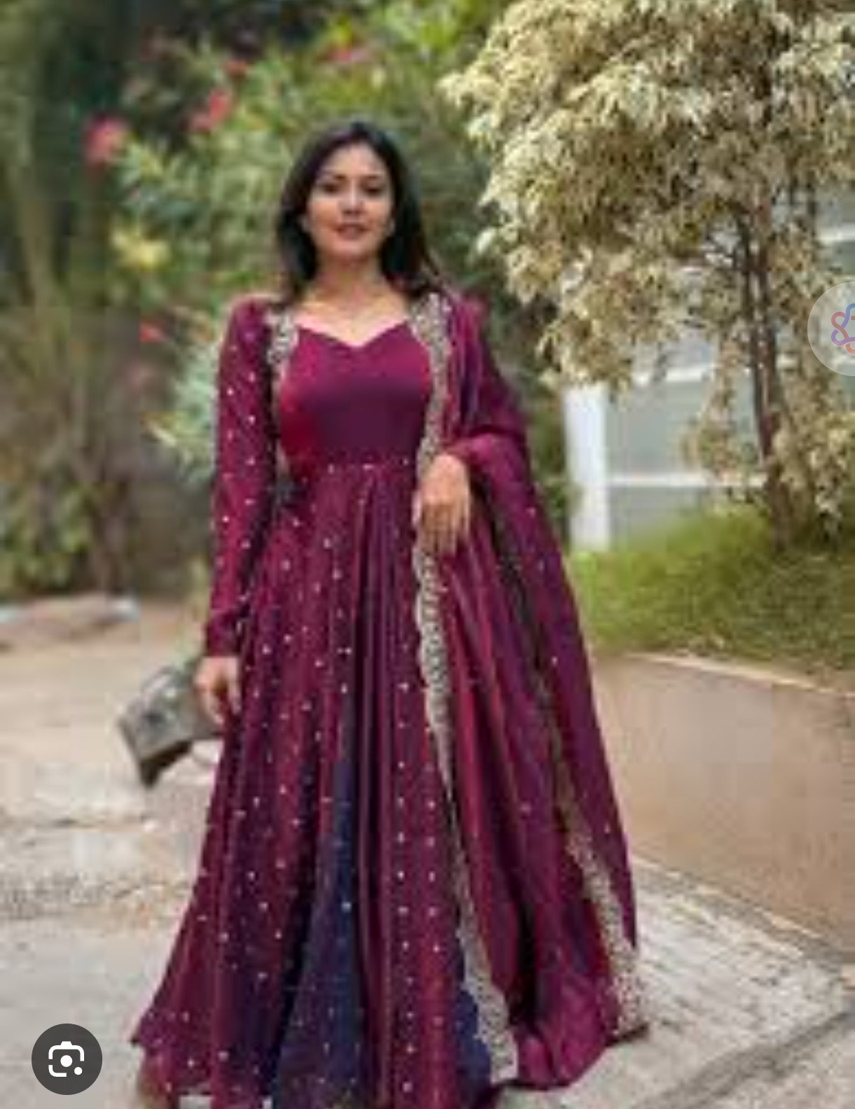 Dazzle In This Exquisite Georgette anarkali, Adorned With Intricate Embroidery That Adds A Touch Of Elegance To Any Festive Occasion Twirl With Grace And Let The Vibrant Colors Come Alive! Perfect For Celebrating Joyous Moments And Creating Unforgettable Memories. Get Ready To Steal The Spotlight! - Image 2