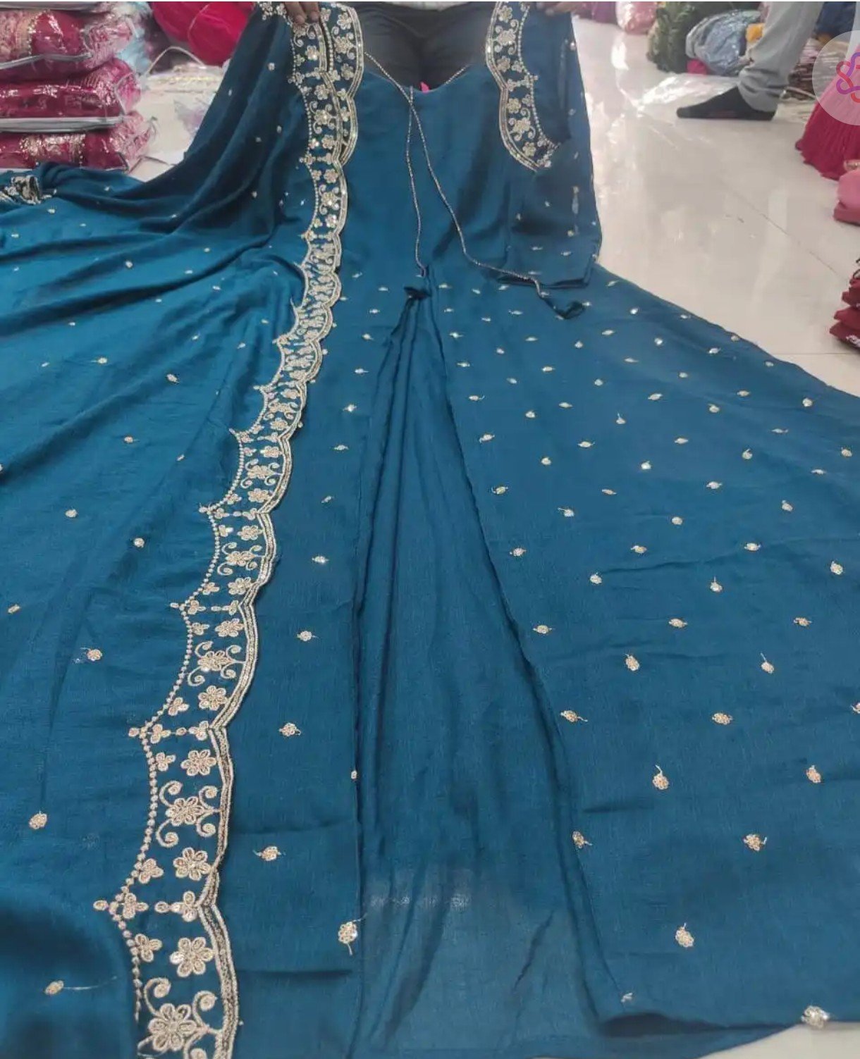 Dazzle In This Exquisite Georgette anarkali, Adorned With Intricate Embroidery That Adds A Touch Of Elegance To Any Festive Occasion Twirl With Grace And Let The Vibrant Colors Come Alive! Perfect For Celebrating Joyous Moments And Creating Unforgettable Memories. Get Ready To Steal The Spotlight! - Image 5