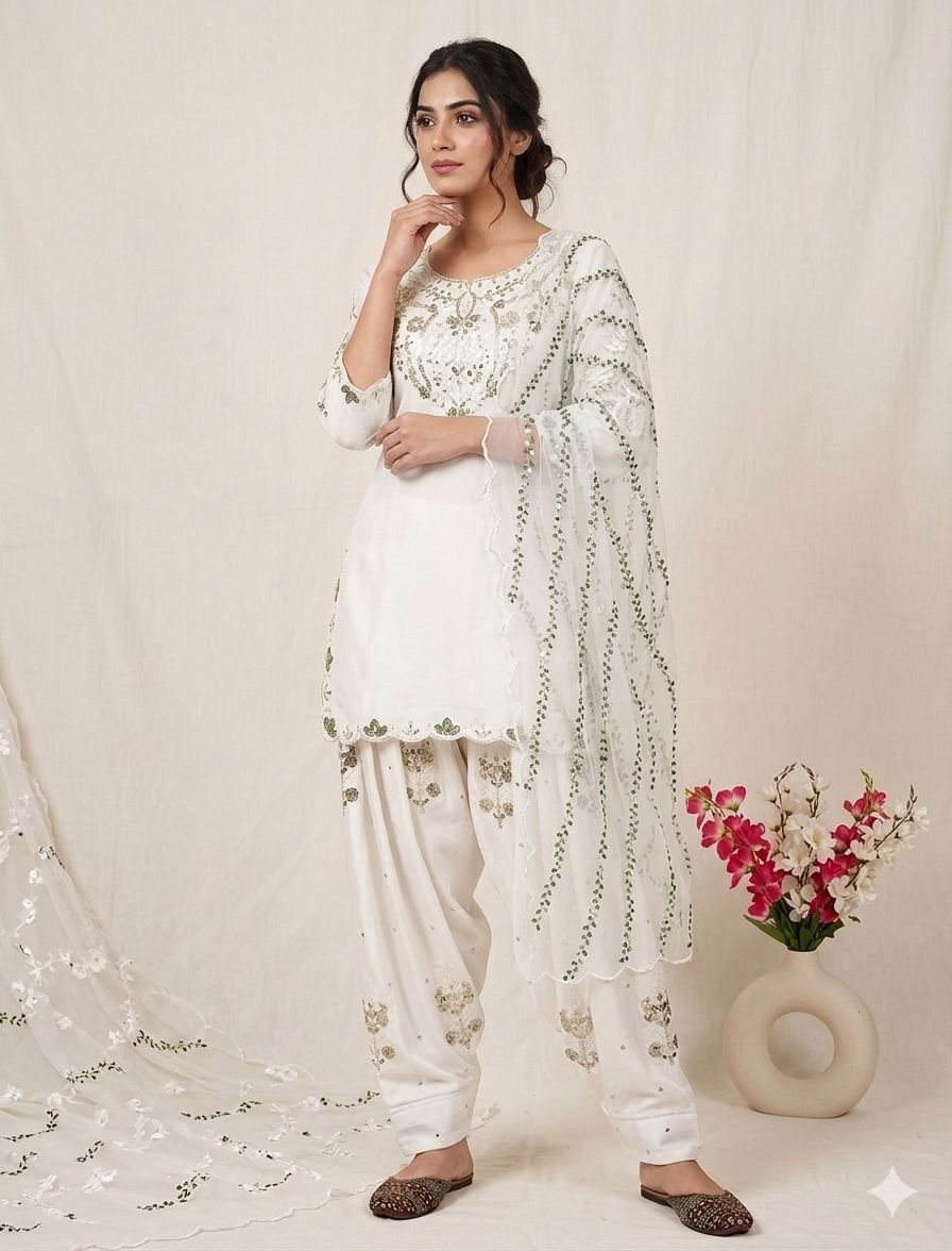 Đěsigner Party Wear Look Top With Farshi Salwar (AK-1279) - Image 2