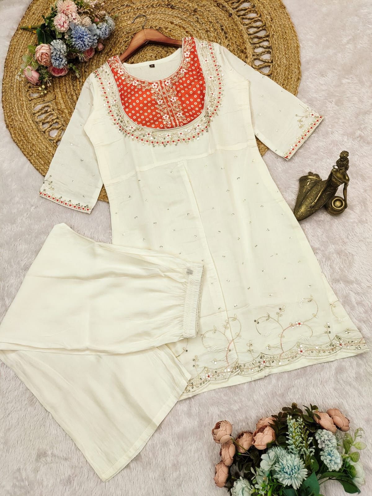 Premium Embroidered Roman Silk cord Set Top Length: 40 Bottom Length: 39 Fabric: Luxurious Roman Silk - Image 8