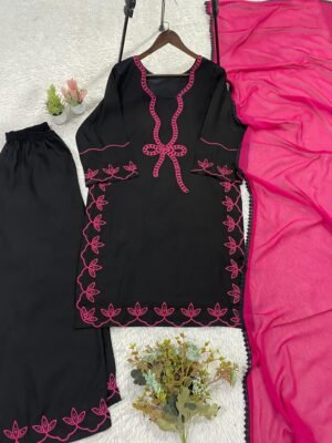 Alternative view of _ HANIA AMIR INSPIRED THIS SUMMER SEASON WEAR PAKISTANI SUIT WITH EMBROIDERED WORKED TOP, PLAZZO AND DUPATTA