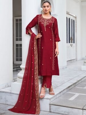 WOMEN'S PURE VICHITRA SILK KURTA SET'S  ROHINI  TOP FABRIC : PURE VICHITRA SILK WITH SEQUENCE EMBROIDERY WORK