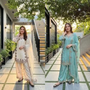 NEW DESIGNER  HEAVY EMBROIDERY SEQUENCE WORK 3 PIS SUIT SET