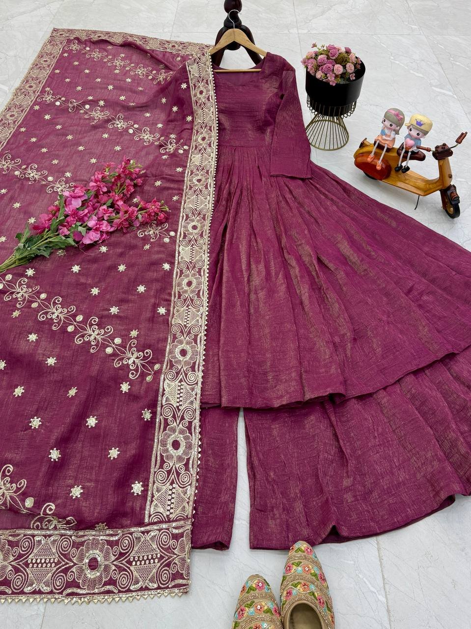 AK-Series Real Modeling New Designer Party Sharara Suit & Dupatta Set ®️Model@inehabhandari @mousha_khatri - Image 2