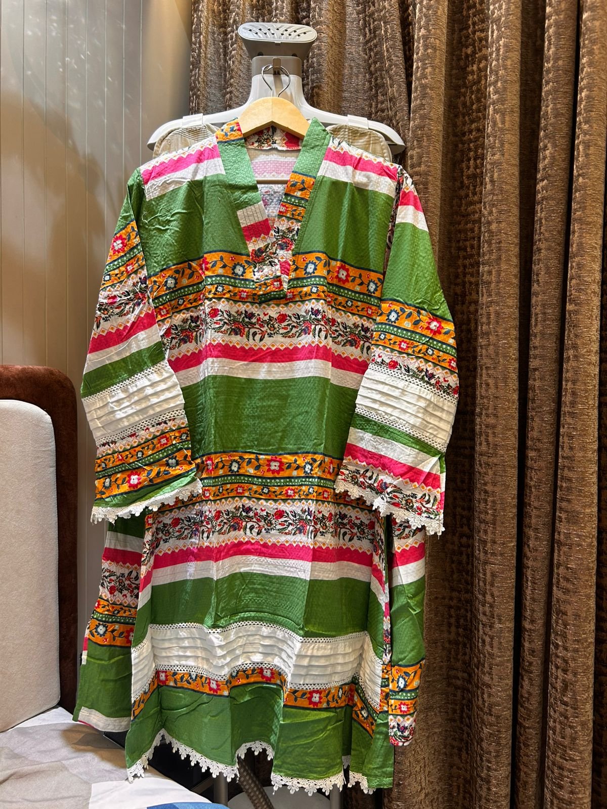 PAKISTANI STYLE LACE WORK CORDSET FABRIC-RAYON - Image 5