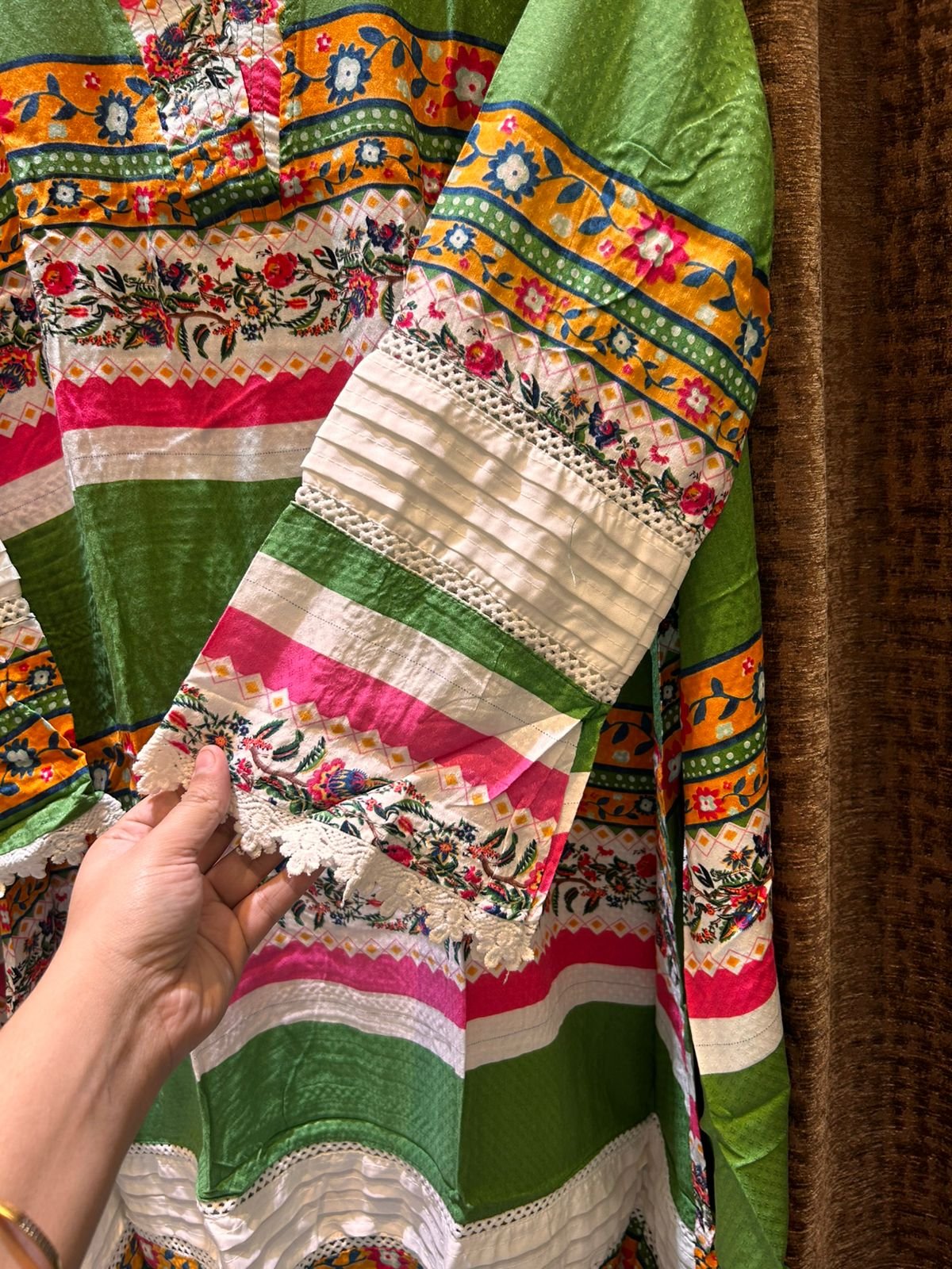 PAKISTANI STYLE LACE WORK CORDSET FABRIC-RAYON - Image 6