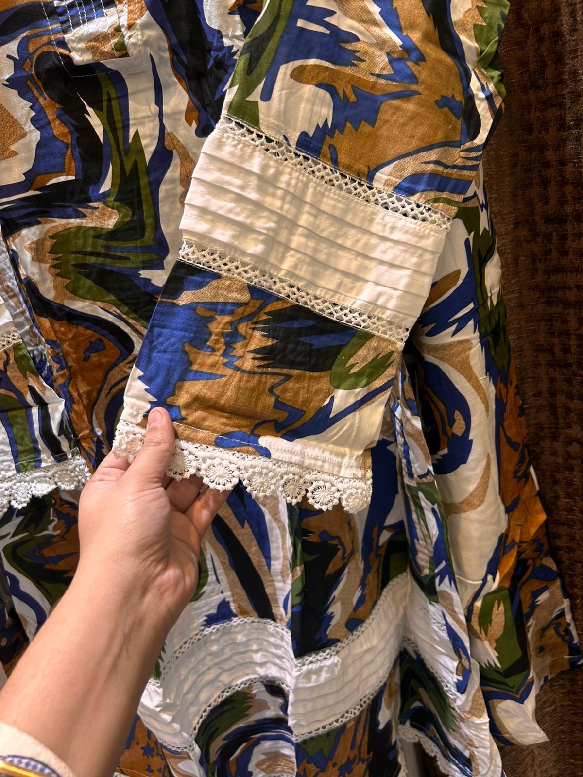 PAKISTANI STYLE LACE WORK CORDSET FABRIC-RAYON - Image 2