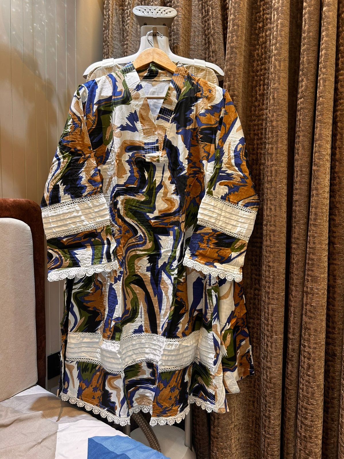 PAKISTANI STYLE LACE WORK CORDSET FABRIC-RAYON