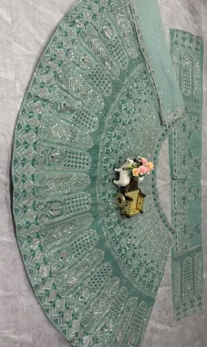 Alternative view of AK Launching 4 meter flared Premium Quality Soft Net Lehenga, Exceptional Quality with Can-Can and Canvas Layers, A Perfect Fusion of Glamour and Comfort