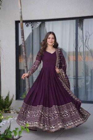 Alternative view of Designer Embroidered Anarkali Gown Dupatta Collection CODE-AYYANA-5