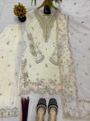 Alternative view of Launching New Đěsigner Party Wear Look top dupatta with Sharara Plazza set