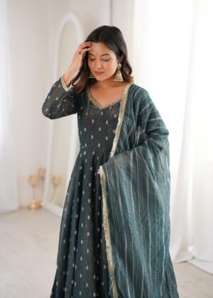 Alternative view of Real Modeling Shoot  AK-5021 — "Elegant Designer Anarkali Three Piece Set"