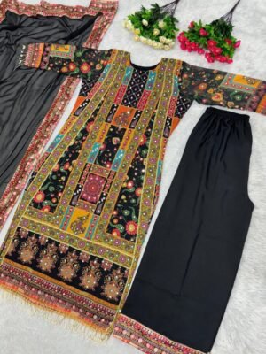 Alternative view of NEW DESIGNER HEAVY FUAX GEORGETTE DIGITAL PRINT HAND WORK PAKISTANI  SUIT  CODE :-AK-113