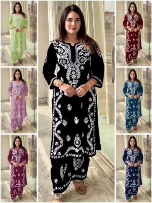 AK 627    FABRIC DETAILS   PURE REYON FABRIC WID LAKHNAVI  STYLE WORK