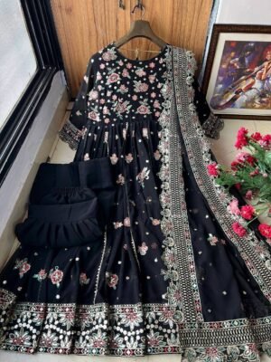 Alternative view of GOWN :HEAVY GEORGETTE WITH SEQUENCE & THREAD EMBROIDERY WORK WITH 3 MTR FLAIR