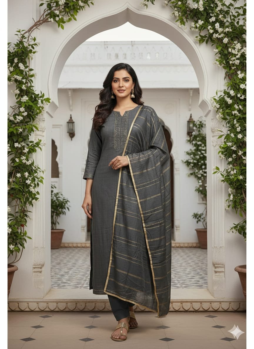 Heavy Pure Fox Georgette,Rayon And Cotton With Heavy Embroidered Very Beautiful Design And Sequence Work High Quality Material