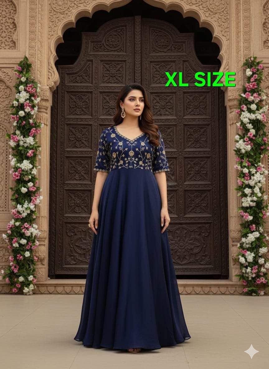 Heavy Pure Fox Georgette,Rayon And Cotton With Heavy Embroidered Very Beautiful Design And Sequence Work High Quality Material - Image 7