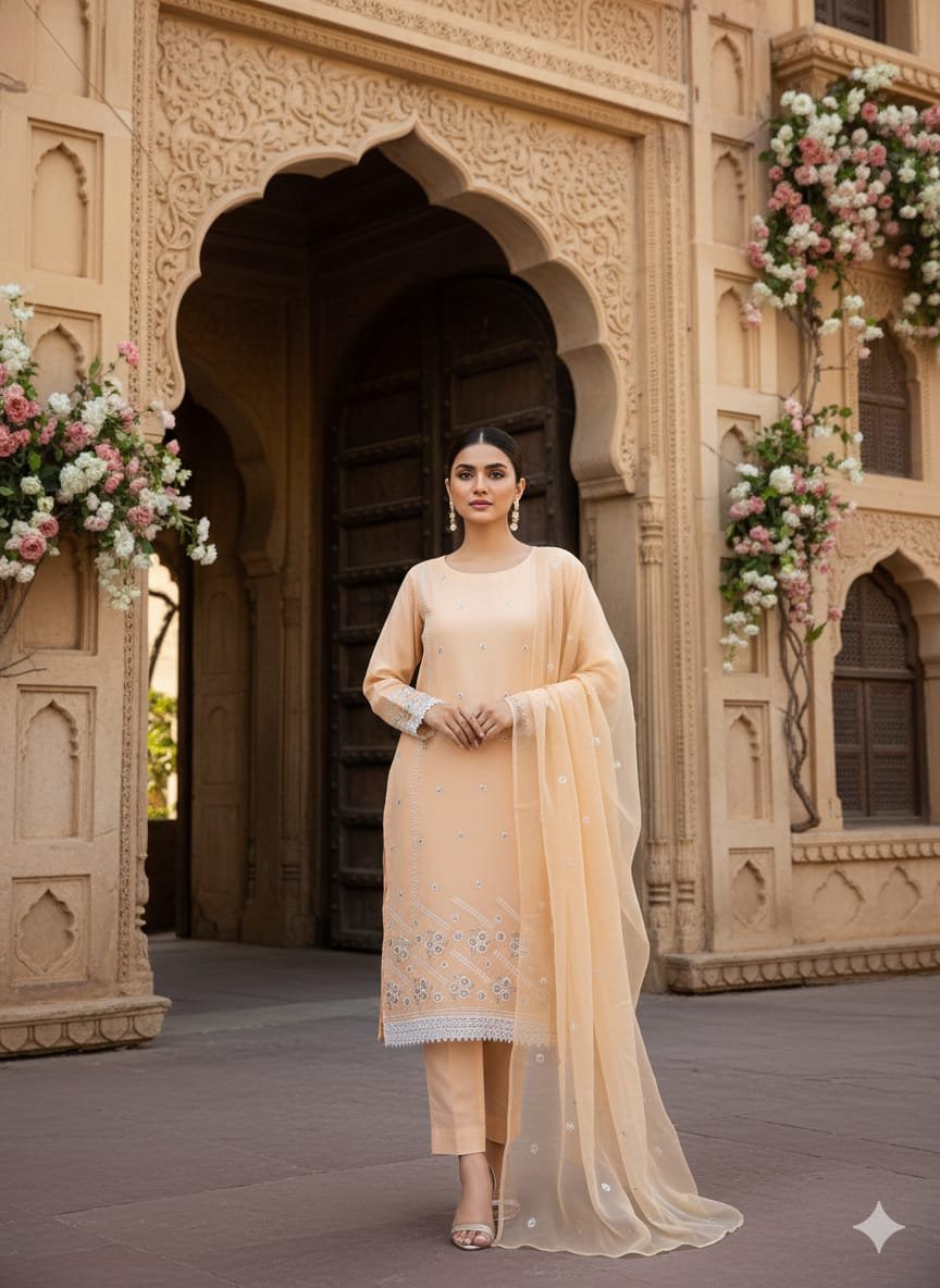 Heavy Pure Fox Georgette,Rayon And Cotton With Heavy Embroidered Very Beautiful Design And Sequence Work High Quality Material - Image 11