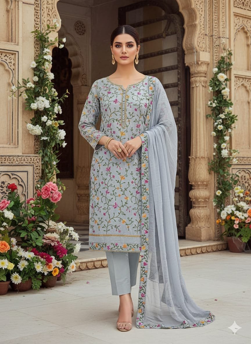 Heavy Pure Fox Georgette,Rayon And Cotton With Heavy Embroidered Very Beautiful Design And Sequence Work High Quality Material - Image 10