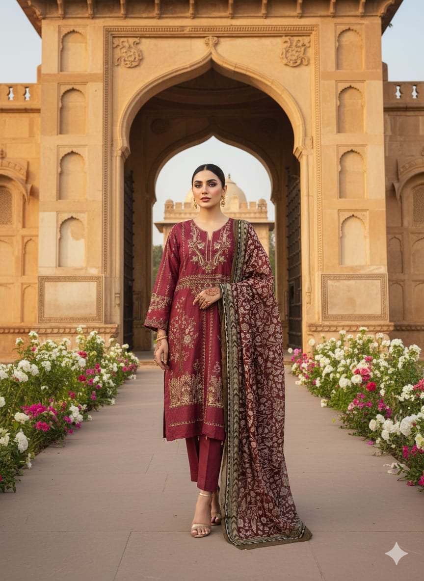 Heavy Pure Fox Georgette,Rayon And Cotton With Heavy Embroidered Very Beautiful Design And Sequence Work High Quality Material - Image 3