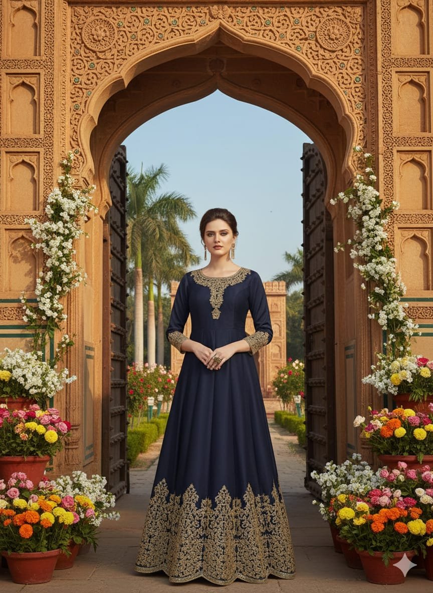 Heavy Pure Fox Georgette,Rayon And Cotton With Heavy Embroidered Very Beautiful Design And Sequence Work High Quality Material - Image 7