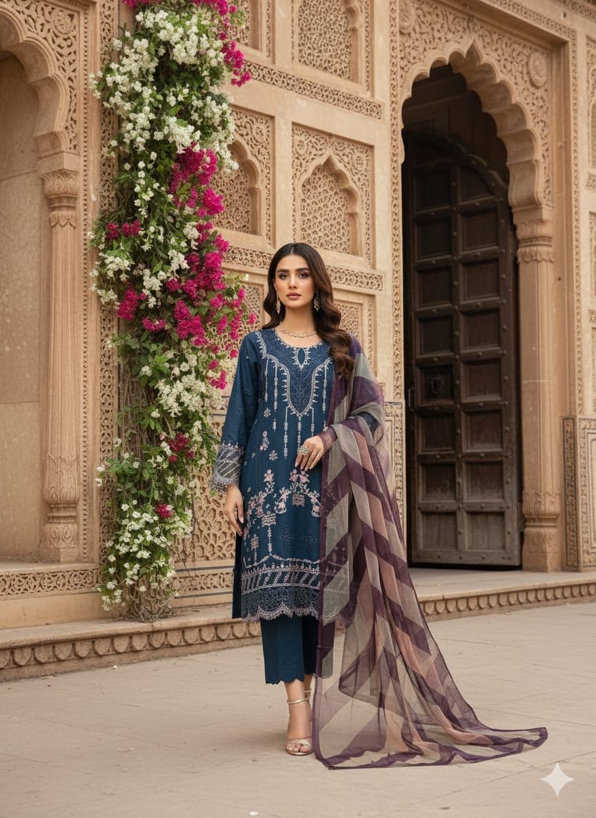 Heavy Pure Fox Georgette,Rayon And Cotton With Heavy Embroidered Very Beautiful Design And Sequence Work High Quality Material - Image 12