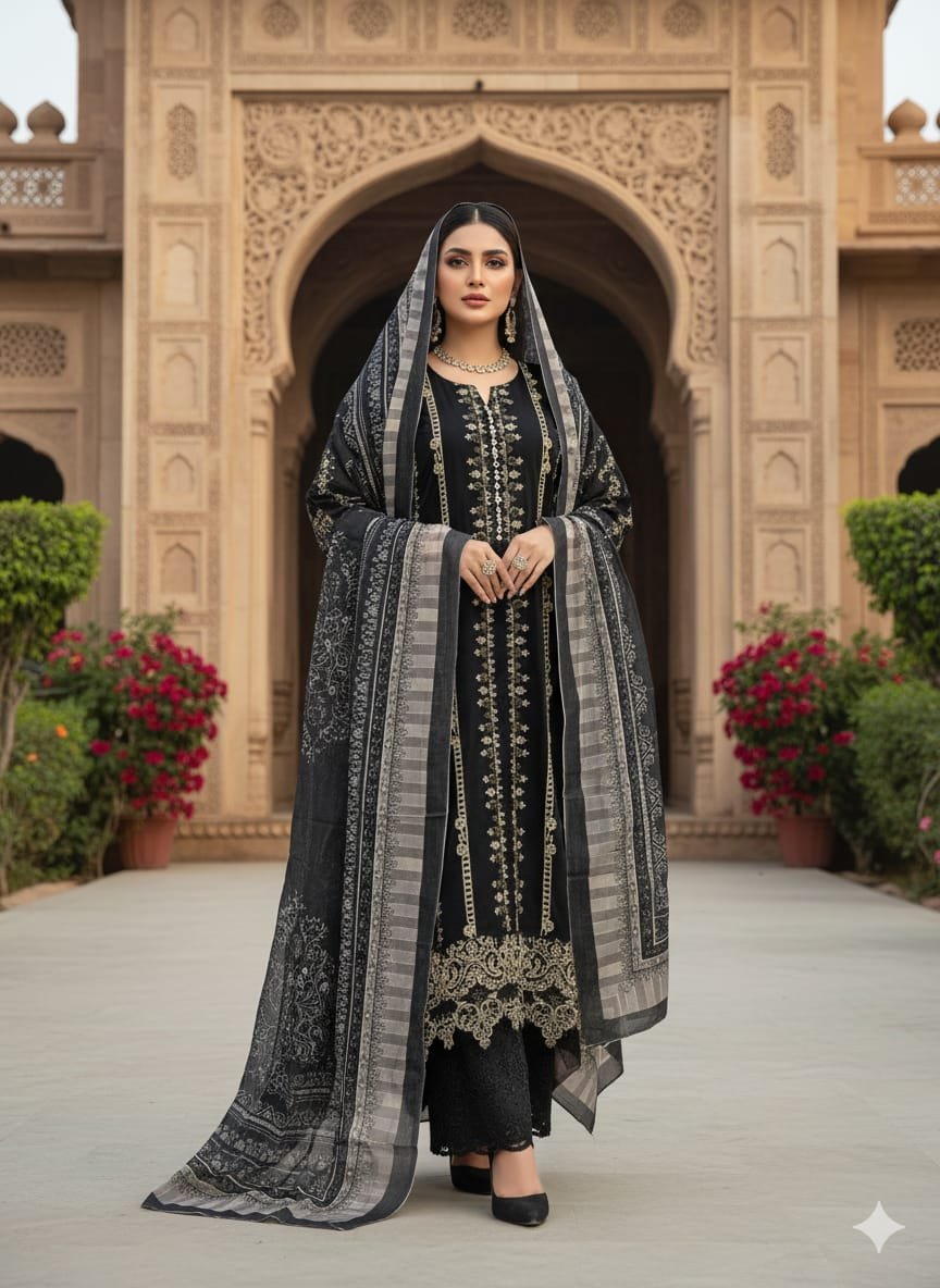 Heavy Pure Fox Georgette,Rayon And Cotton With Heavy Embroidered Very Beautiful Design And Sequence Work High Quality Material - Image 15