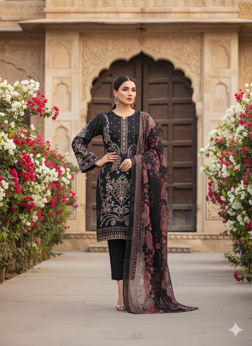 Heavy Pure Fox Georgette,Rayon And Cotton With Heavy Embroidered Very Beautiful Design And Sequence Work High Quality Material - Image 16