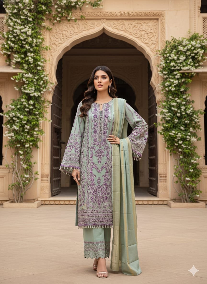 Heavy Pure Fox Georgette,Rayon And Cotton With Heavy Embroidered Very Beautiful Design And Sequence Work High Quality Material - Image 19