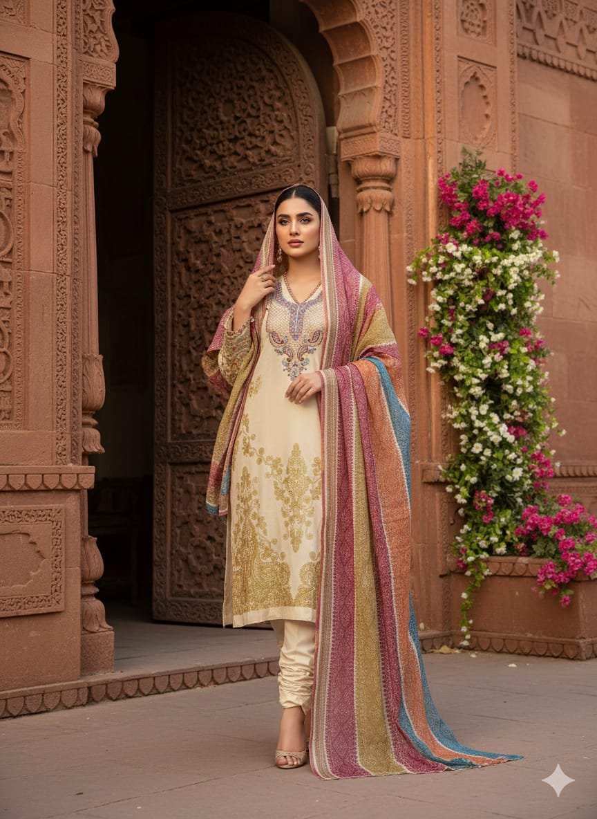 Heavy Pure Fox Georgette,Rayon And Cotton With Heavy Embroidered Very Beautiful Design And Sequence Work High Quality Material - Image 18