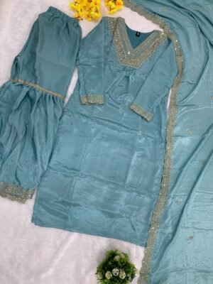 Alternative view of NEW Launching Designer Party Wear Look Collection Heavy Chinon Silk