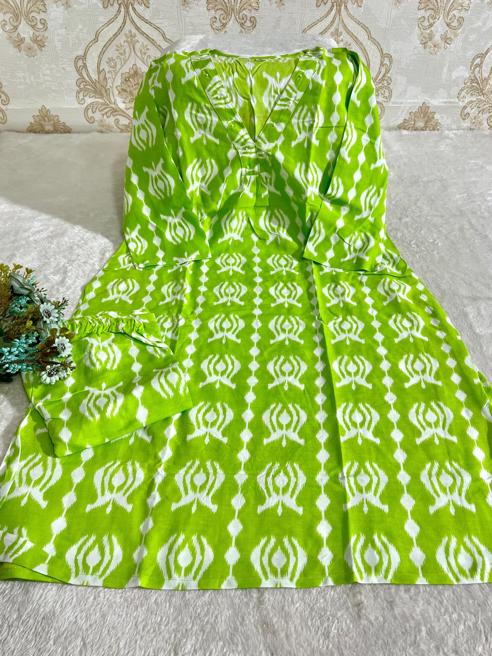 Launching designer Co-ord set in Aline pattern paried with Ankle length Reyon Pant Giving perfect outfit and deliberate choice about your look. - Image 2