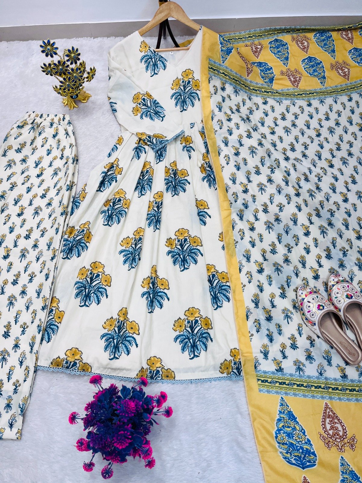 STITCHED AK COLLECTION PRESENCE NEW PRODUCT D.NO :- AK-7104 SUMMER COLLECTION PRINTED GOWN PLAZZO WITH DUPATTA SET - Image 2