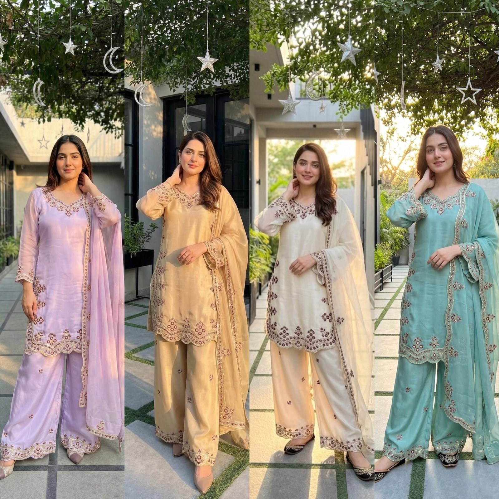 STITCHED NEW DESIGNER HEAVY EMBROIDERY SEQUENCE WORK 3 PIS SUIT SET - Image 7