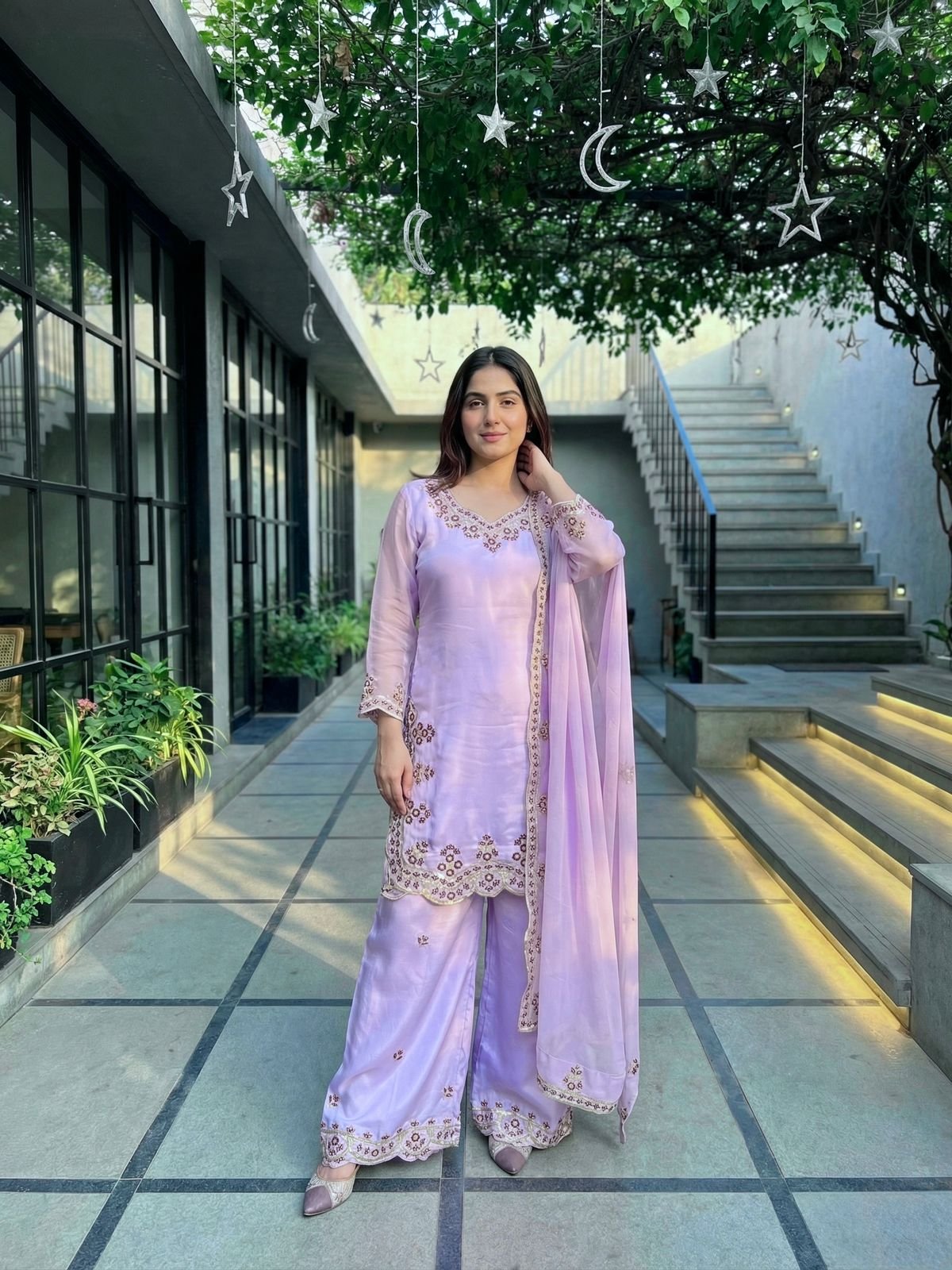 STITCHED NEW DESIGNER HEAVY EMBROIDERY SEQUENCE WORK 3 PIS SUIT SET - Image 3