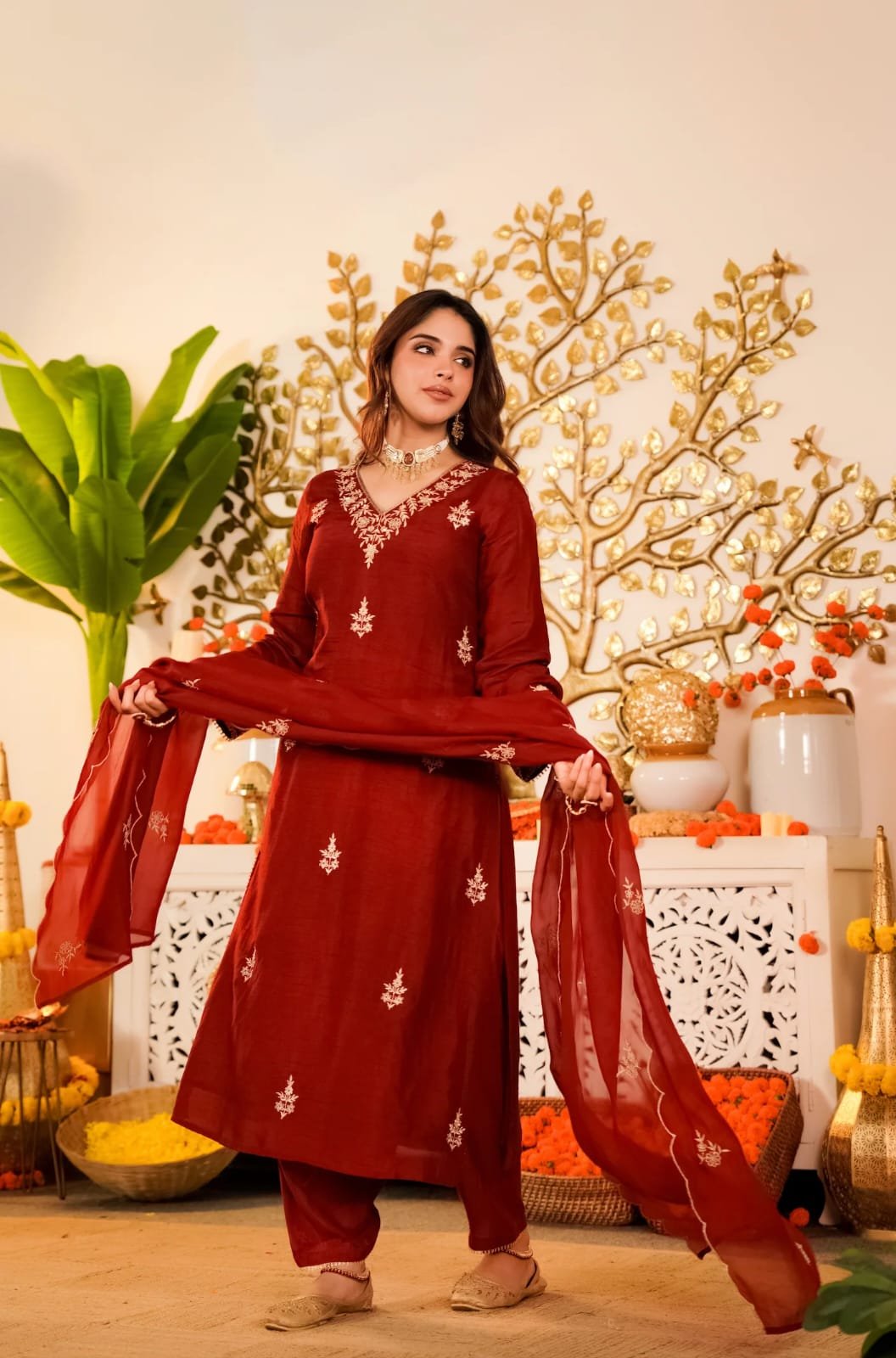 STITCHED SHIVAM COLLECTION PRESENT..... WOMEN'S PURE VISCOSE MAL CHANDERI KURTA SET'S SAHIBA PURE VISCOSE MAL CHANDERI WITH SEQUENCE EMBROIDERY WORK - Image 5