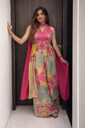 STITCHED NEW ARRIVALS  Premium Pure Chinon Suit  Set