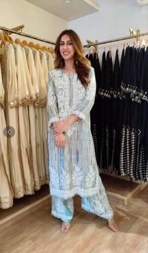 stitched THIS SUMMER SEASON, TRY OUR DESIGNER PAIR WITH EMBROIDERED WORK IN 2 DIFFERENT PRINTS CODE :-AK-460