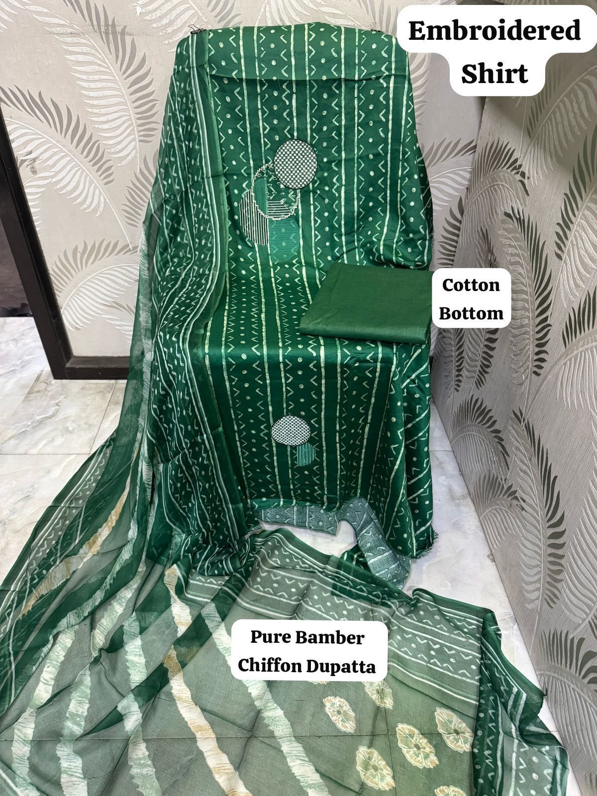 unstitched SOFT LAWN FULL EMBROIDERED WORK SHIRT) PURE BAMBER CHIFFON DUPATTA PRINTED COTTON SOFT TROUSERS - Image 8