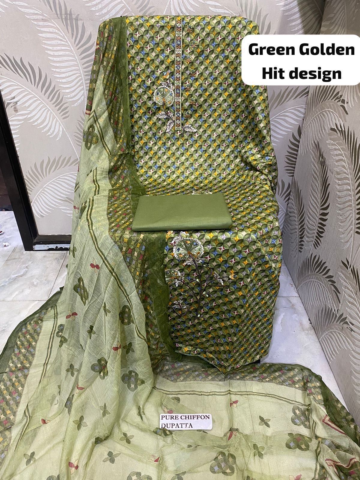 unstitched SOFT LAWN FULL EMBROIDERED WORK SHIRT) PURE BAMBER CHIFFON DUPATTA PRINTED COTTON SOFT TROUSERS - Image 5