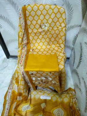 unstitched SOFT LAWN FULL EMBROIDERED WORK SHIRT) PURE BAMBER CHIFFON DUPATTA PRINTED COTTON SOFT TROUSERS