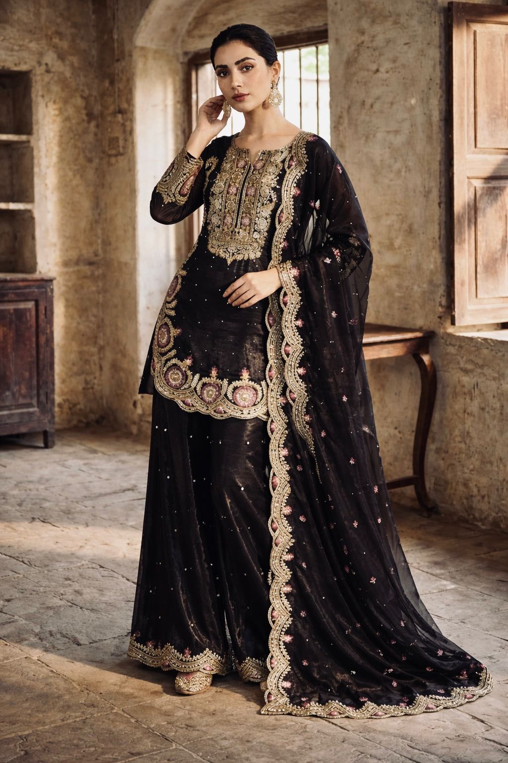 stitched Launching New Fancy Design In Apple Cut Top - Plazzo And Dupatta Set Fully Stitched Ready To Wear