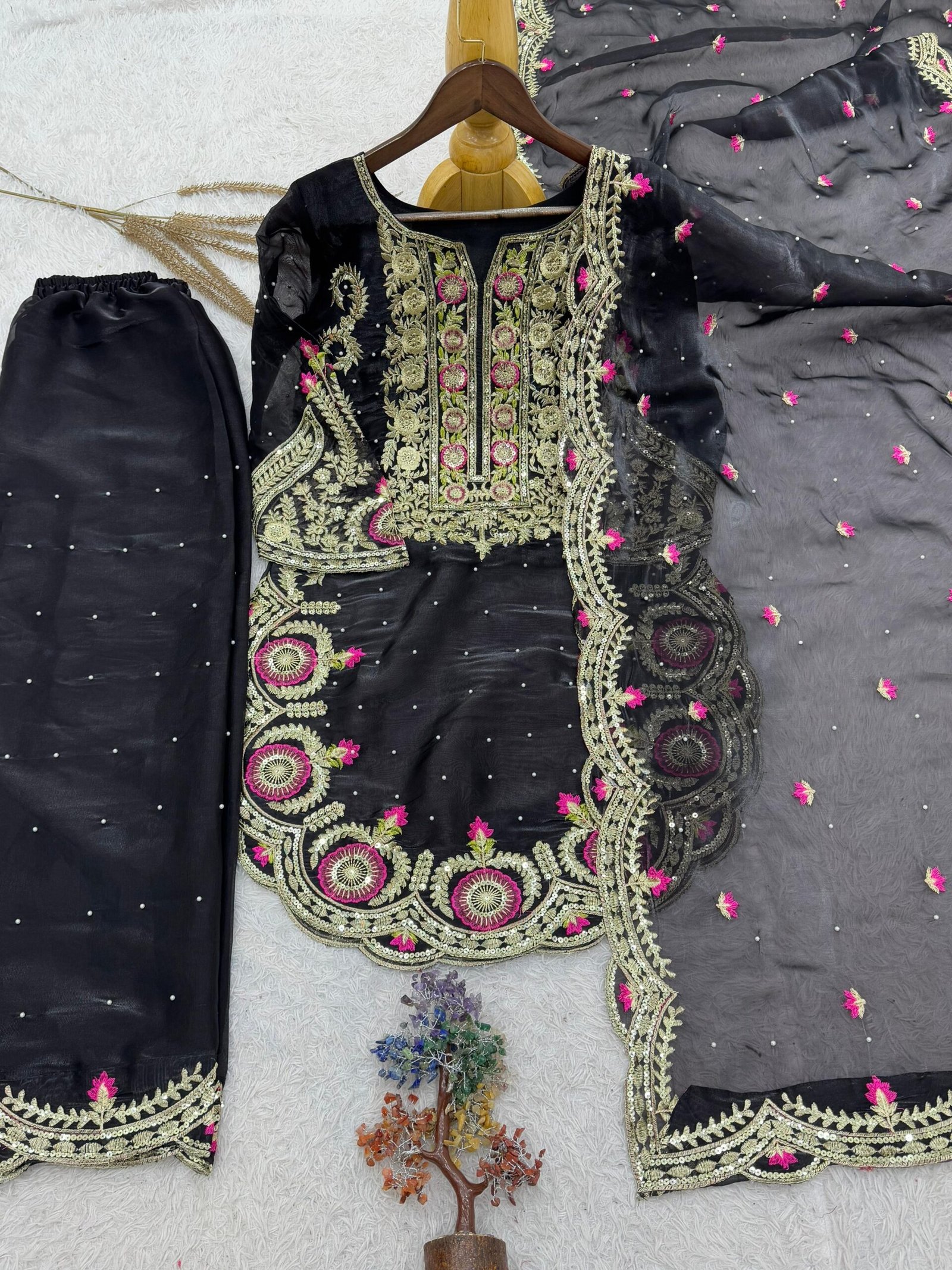 stitched Launching New Fancy Design In Apple Cut Top - Plazzo And Dupatta Set Fully Stitched Ready To Wear - Image 2