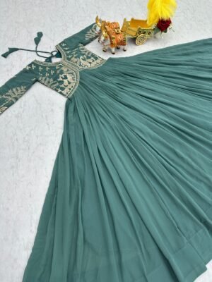 Alternative view of stitched Product code:-AK - 089  AK Creation is Launching New Festival Long Gown